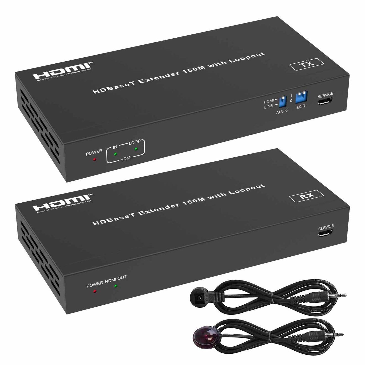 HDBaseT HDMI Extender over CAT6 Cable 1080P 150m IR RS232 Audio Extractor Embedder main 2