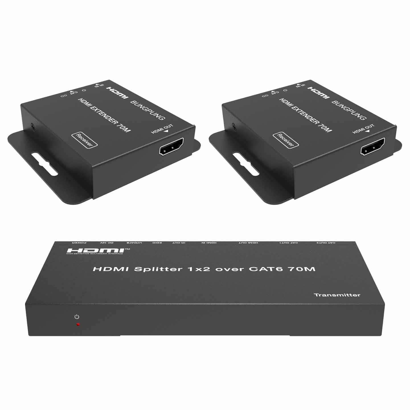 1x2 HDMI Splitter Extender over Cat6/7 Cable 70m 1080P 60Hz main 2