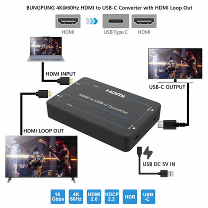 4K HDMI to USB-C Adapter Converter connection