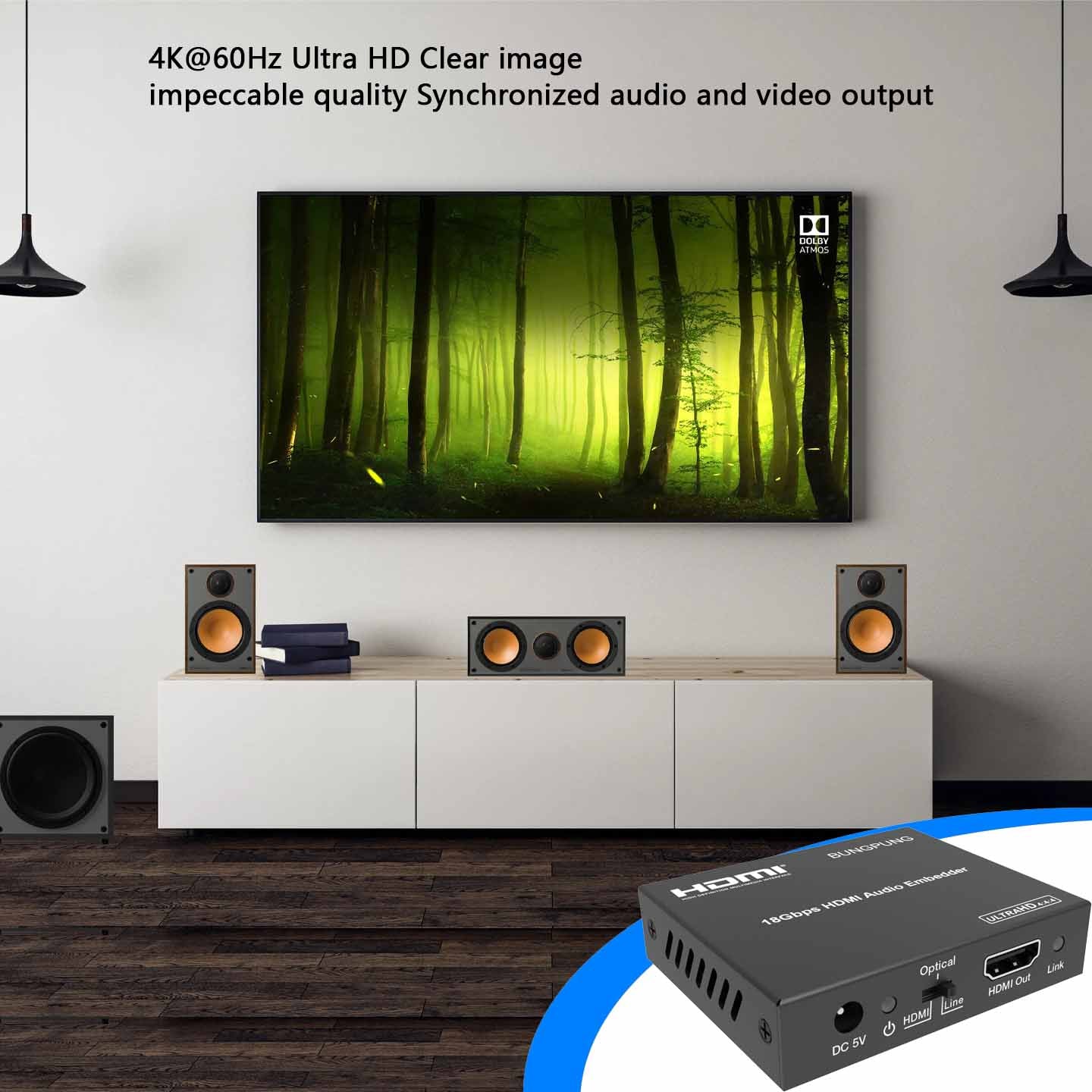 4K HDMI Audio Embedder Digital Analog Audio Inserter-BUNGPUNG