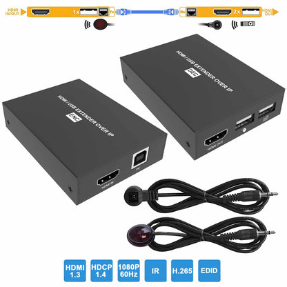 HDMI KVM Extender over IP Ethernet Cat5e/6 Cable 1080P 60Hz 150m main