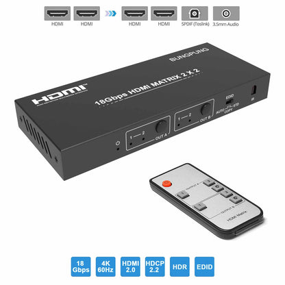 HDMI Matrix Switch 2x2 4K 60Hz with Audio Extractor main