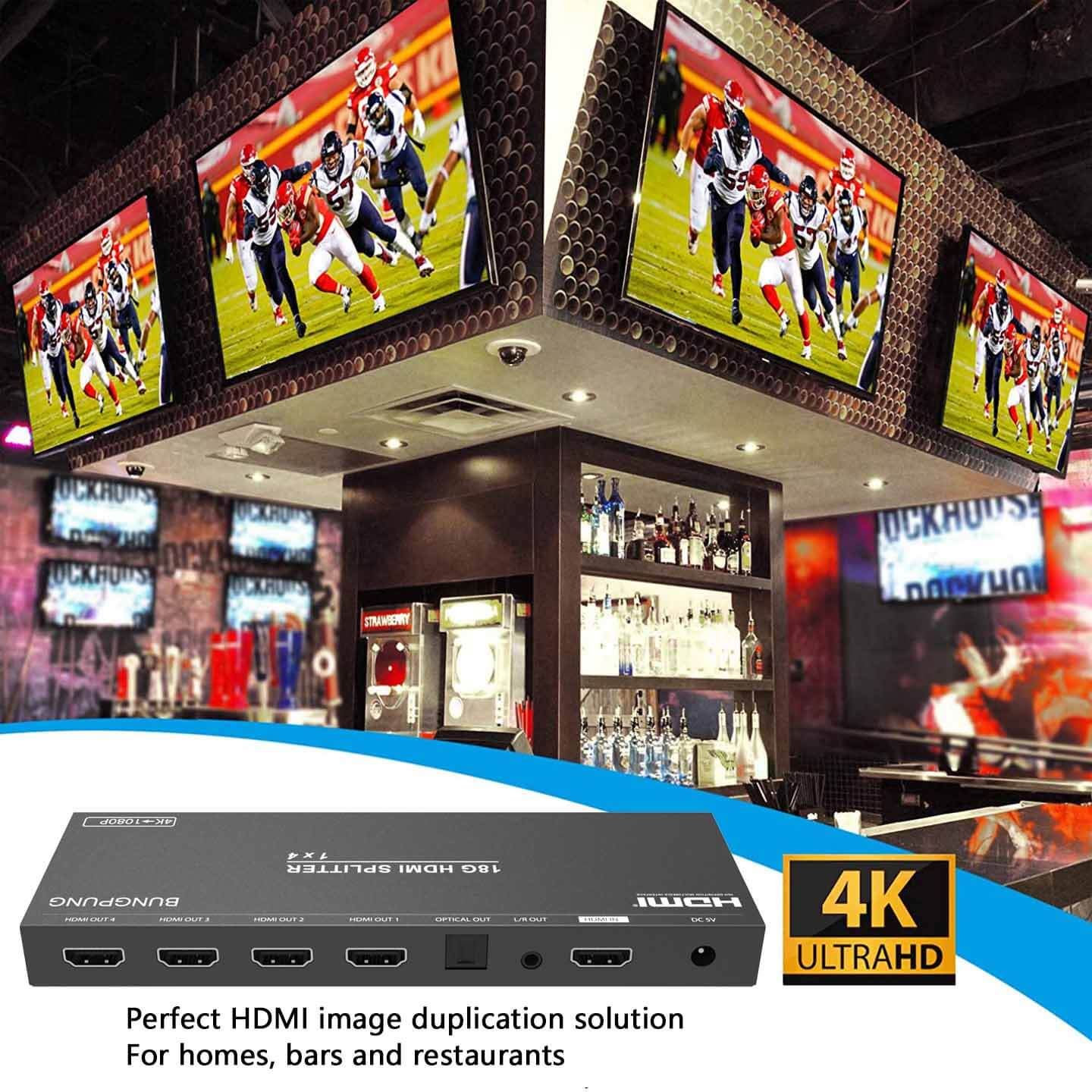 HDMI Splitter 1 in 4 out 4K 60Hz Audio Extractor application