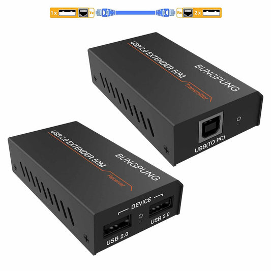 USB 2.0 Extender via CAT5e/6 LAN cable 50m transmission main